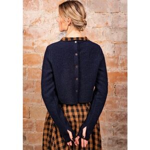 SON DE FLOR Crop Wool Sweater Ink Blue M